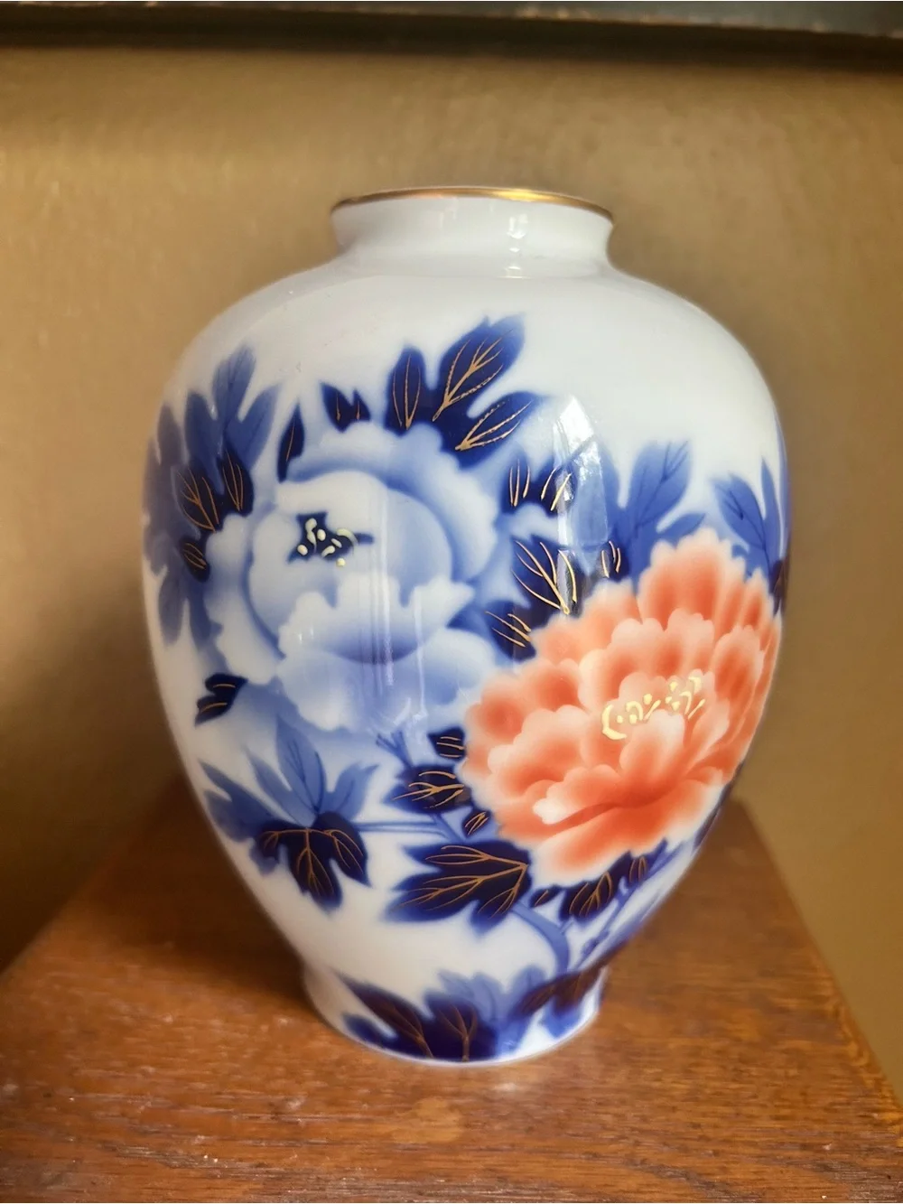 Japanese Fukagawa Porcelain Peony Vase